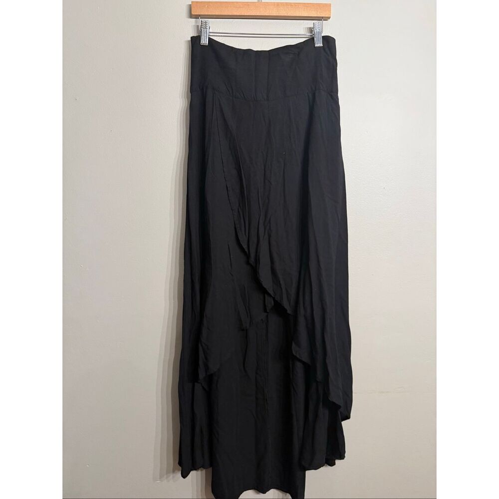 O’Neill Ambrosio Black Asymmetric High Low Tulip Hem Wrap Maxi Skirt Size Small